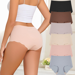 Culottes triangulaires taille moyenne pour femmes - Respirantes, très élastiques, bord festonné, sexy, demi-couverture des fesses, sans coutures (<span class=keywords><strong>10</strong></span> couleurs) - Product Image 2