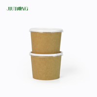 Gobelets à soupe en papier kraft biodégradable imperméable de 12 oz à paroi simple avec couvercles, bols jetables écologiques de qualité alimentaire pour soupes chaudes