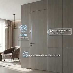 Porte intérieure minimaliste invisible sans joint, finition composite PVC, réduction du bruit 55 dB, étanche à l'humidité, pour salle <span class=keywords><strong>de</strong></span> bain et hôtel - Product Image 5