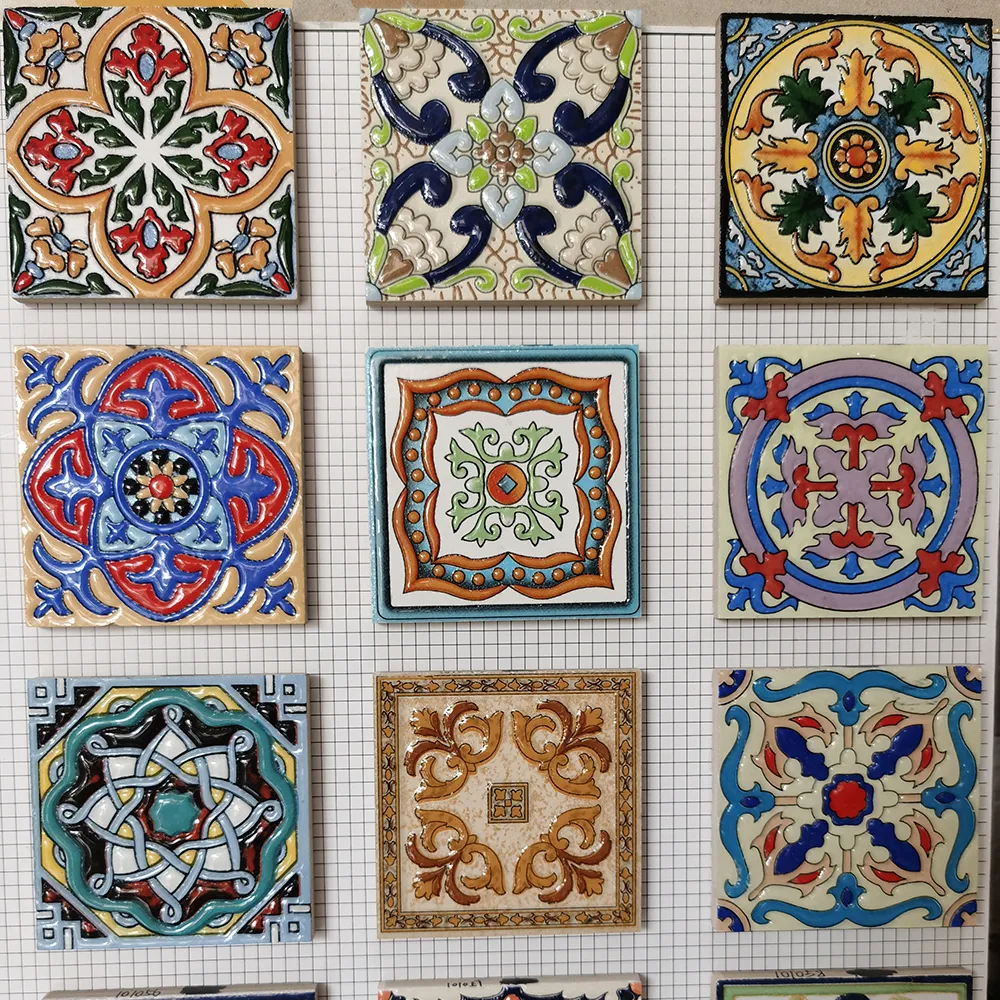 Azulejos de pared de flores pequeñas de Milán, 100X100, azulejos de cerámica retro antideslizantes pintados a mano para cocina, baño y balcón