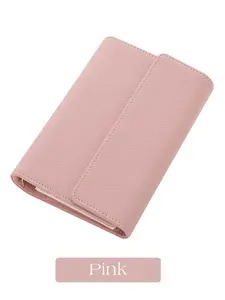 6 Colored Ready-to-Ship Litchi Leather A6 Cash Planner Binder Wallet As Ring Handbags With Fly Leaf Clear Envelope Available