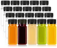 Botol jus plastik bening kecil, 2oz dengan tutup untuk cairan dapat digunakan kembali, botol susu jahe, wadah minuman, anti bocor