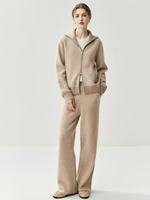 Ensemble pantalon en tricot épais en laine mélangée à coupe décontractée élégante pour femmes avec personnalisation du logo Hiver