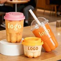 Gobelets en plastique PET jetables de 8 oz, 12 oz, 16 oz, 24 oz, avec logo personnalisé, pour emporter, pour thé à bulles, café glacé, milkshake, avec couvercles