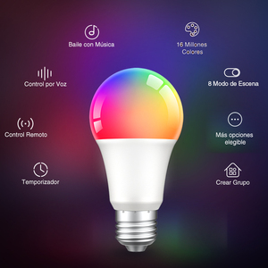 Bombilla inteligente <span class=keywords><strong>LED</strong></span> RGB de 9W, Compatible con <span class=keywords><strong>Alexa</strong></span>, Tuya, asistente de Google, disponible, Multicolor, wifi - Product Image 6