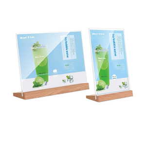 Porte-<span class=keywords><strong>menu</strong></span> en acrylique horizontal et vertical A4 A5 A6, <span class=keywords><strong>support</strong></span> de <span class=keywords><strong>table</strong></span> avec base en bois de hêtre pour café, restaurant, usage en salle à manger - Product Image 1