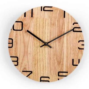 Horloge murale en bois personnalisée pour cadeau de pendaison de crémaillère, finition imitation bois, silencieuse, sans tic-tac, style nordique, décoration pour nouveaux propriétaires - Product Image 1