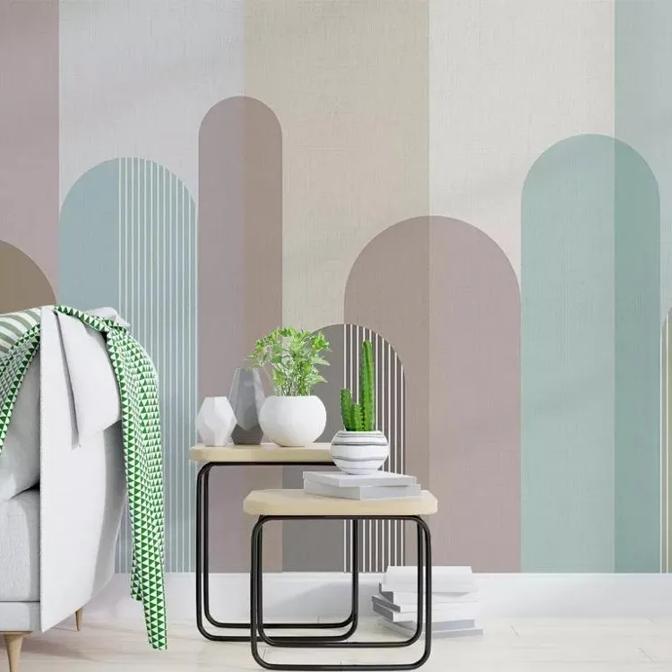 Original modern minimalist color mosaic line geometric pattern bedroom background wall wallpaper self adhesive