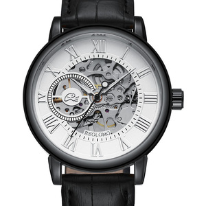 Puede crear un logotipo personalizado. Reloj de pulsera de cuero genuino de alta calidad, retro y sencillo, con movimiento mecánico para hombre. - Product Image 5