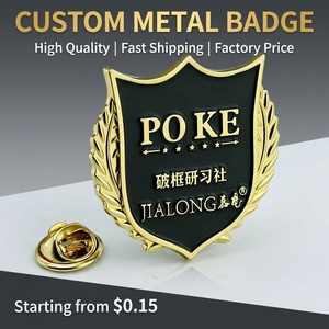 Épinglette en émail personnalisée, badge métallique en forme de bouclier, alliage de zinc plaqué or, <span class=keywords><strong>prix</strong></span> direct usine certifié pour les épinglettes de club et d'entreprise - Product Image 1