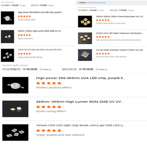 En kaliteli <span class=keywords><strong>UV</strong></span> <span class=keywords><strong>LED</strong></span> diyot boncuk 303-313nm UVB 308nm ROHS 10 aydınlık seramik cips mor 98 OEM ODM 25 aydınlık diyot boncuk 3535 - Product Image 6