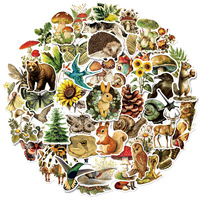 Lot de 50 autocollants rétro animaux et plantes pour décoration de tasses, bagages, carnets et projets DIY