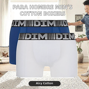 Calzoncillos Boxer de Algodón con Logotipo Personalizado para Hombre, Ropa Interior Tejida a Rayas, Calzoncillos con Estampado de Letras de Tiro Medio - Product Image 2