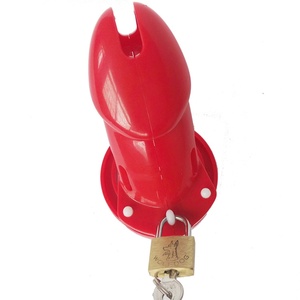 Jaula de Castidad Roja con Candado, Tamaño Grande, Dispositivo de Castidad Masculino de Plástico, Juguetes Sexuales para Adultos, Juegos Sexuales para Parejas, Coqueteo - Product Image 5
