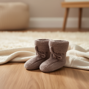 Calcetines de lana tejidos a mano Db, color beige oscuro, para recién nacidos de 0 a 12 meses, hasta el tobillo, calcetines afelpados de invierno para mujer - Product Image 2