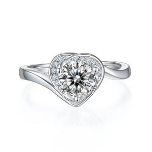 ใหม่อินเทรนด์ทองขาวชุบรอบ6.5มิลลิเมตร Moissanite 1ct CZ หินเครื่องประดับ925เงินสเตอร์ลิงแหวนหมั้น - Product Image 1