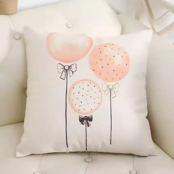 OEM ODM Cotton Linen Fabric Girls' Decorative Cushion Cover Pink Flamingo Feather Printing Cushion case Pillow Cover