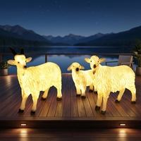 Lámpara de Escultura de Cabra 3D de Resina de Fibra de Vidrio Impermeable con Luz, Estatua de Animal Iluminada de 3 Cabras en un Grupo para Decoración de Jardín y Parque