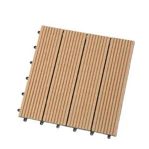 Waterproof WPC Floor Tiles Contemporary Outdoor Plastic Wood Decking Contemporary Style Brushed Tiles