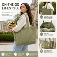 Sac fourre-tout en toile de coton robuste 16 oz avec plusieurs poches, boucle magnétique et doublure 210D, fabrication soignée