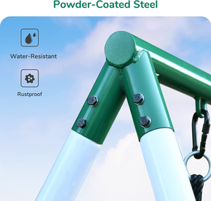 Ensemble de balançoire de jardin pour enfants IUNNDS, support de balançoire extérieur en métal robuste en forme de A, siège de balançoire en forme de soucoupe, cadre d'escalade, glissière - Product Image 5