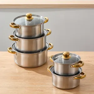 高品質のステンレス鋼調理器具セット5ピース調理鍋セットホームキッチン調理器具スープ & ストックポット