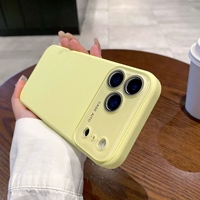 Coque de téléphone élégante en silicone souple de couleur unie avec grande fenêtre pour appareil photo, compatible avec iPhone 17, cadre de protection surélevé pour appareil photo, antichoc