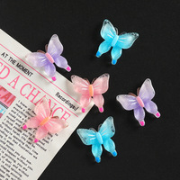 Breloques papillon transparentes en résine à paillettes, petites breloques DIY pour bijoux, accessoires pour coques de téléphone style crème, aimants de réfrigérateur, boucles de chaussures