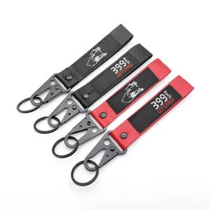 Chaveiro de tecido com cordão bordado para motocicleta, cordão de pulso com logotipo personalizado, chaveiro com gancho de águia, novidade