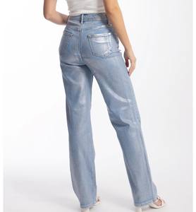 <span class=keywords><strong>Jean</strong></span> en denim délavé bleu clair pour <span class=keywords><strong>femme</strong></span>, coupe droite, effet vieilli, avec élasticité quadridirectionnelle, qualité supérieure, collection 2026, style Amérique/Mexique - Product Image 3