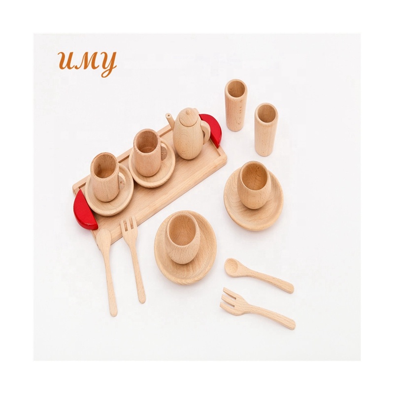 Деревянная мини-игрушка для ролевых игр, деревянная кухонная игрушка, аксессуары, чайный набор, игрушка