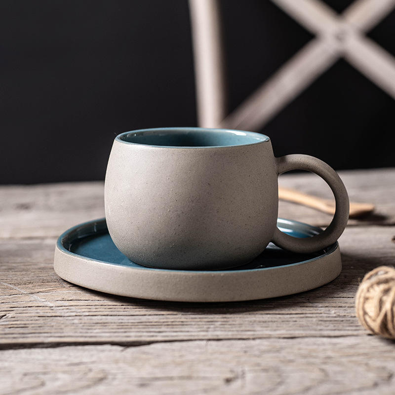 Blue sand coffee cup and saucer