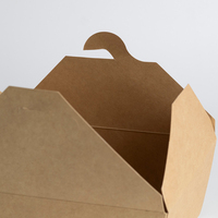 Boîte alimentaire personnalisée en gros, emballage écologique en papier kraft épaissi avec couvercle, revêtement 18PE, pour plats à emporter, jetable