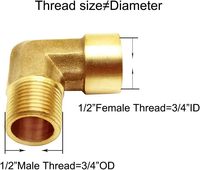 Raccord coudé à 90 degrés en laiton forgé, 1/2" NPT mâle x 1/2" NPT femelle, angle droit