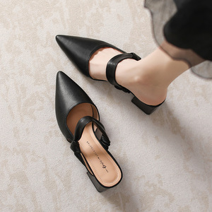 Premium Elegant Women's Bow Knot Heeled Sandals Pointed <b>Toe</b> Mid Heel Slingback Mules for Formal Occasions - Product Image 3