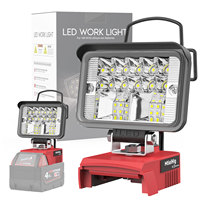 Lampe de travail LED professionnelle 12W pour batterie 18V, projecteur 1200LM avec double interrupteur et chargement USB