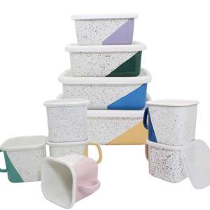 Ensemble de casseroles à éclaboussures d'émail Marmite avec couvercle Tasse durable Batterie de cuisine - Product Image 6