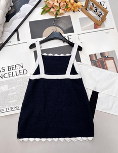 Chaleco de punto con borde ondulado en contraste de color para mujer, sin mangas, con botones y bolsillos, informal, holgado, elegante, para uso diario, versátil, prenda exterior. - Product Image 2