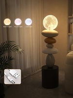 Lampe de sol en résine de pierre créative HJ HOME, décoration d'éclairage LED pour salon, bureau, maison, lampe de sol en résine faite à la main