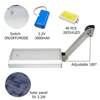 Lampe à détecteur solaire LED 800LM 48led Ampoule avec poteau réglable Lampe murale de cour étanche Sécurité Garage Eclairage extérieur