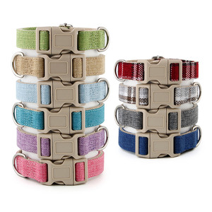 Kalung Hewan Peliharaan dari Katun Linen Ramah Lingkungan, Kalung Anjing yang Dapat Disesuaikan dengan Gesper Lepas Cepat - Product Image 1