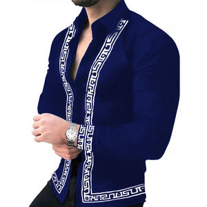Camisa de Manga Larga Estampada de Color Sólido para Hombre, Estilo Europeo y Americano, Informal, Moderna, para Hombres de Mediana Edad y Jóvenes - Product Image 5
