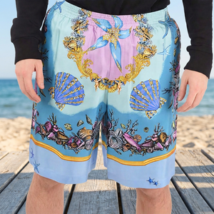 <b>Men's</b> Printed Board <b>Shorts</b> With Sea Shell <b>Pattern</b> Quick Dry Elastic Waist Casual <b>Swim</b> Trunks - Product Image 4