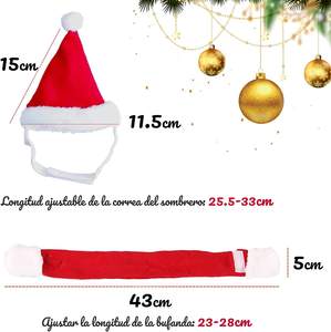 Decoração de natal para cachorros, chapéu de pelúcia curto e lenço para animais de estimação - Product Image 5