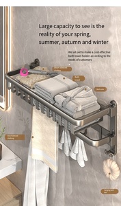 Serviette de bain toilette avec crochets support de rangement de salle de bain porte-accessoires porte-serviettes en métal porte-serviettes de salle de bain supports - Product Image 3