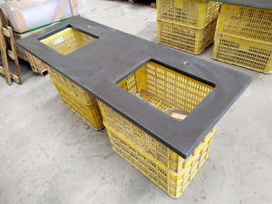 Nhà máy tùy chỉnh 3cm dày Đồng bằng tối grey thiết kế Thạch anh Vanity Tops - Product Image 3