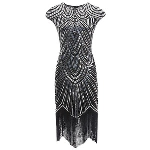 Robe de soirée rétro des années 1920 à sequins, col bateau, fourreau en satin, style vintage, costume de scène, tailles S-4XL - Product Image 5