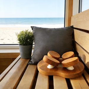 Almohada de madera para sauna, forma irregular, antideslizante, para baño y masaje en sauna - Product Image 2