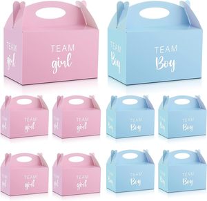 Boîtes de fête pour révélation de sexe, grands dossiers avec poignées, biodégradables, laminage mat pour garçons et filles, <span class=keywords><strong>anniversaire</strong></span> bleu rose - Product Image 1
