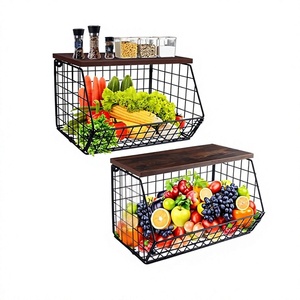 Cesta de Almacenamiento Plegable de Metal para Montar en la Pared con Tapa de Madera, 11.8x6x8 Pulgadas, Estante Metálico Industrial - Product Image 5